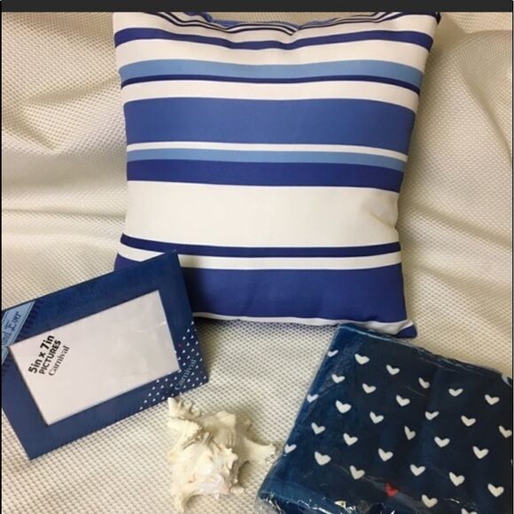 Like New Bundle white and blue carnival Better Together Just Married Towel Frame